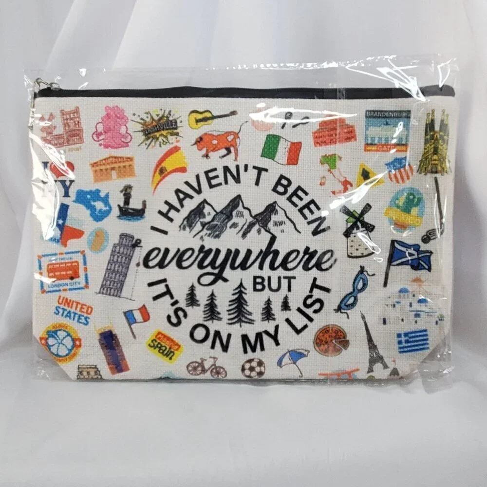 Travel-Themed Cosmetic Pouch  